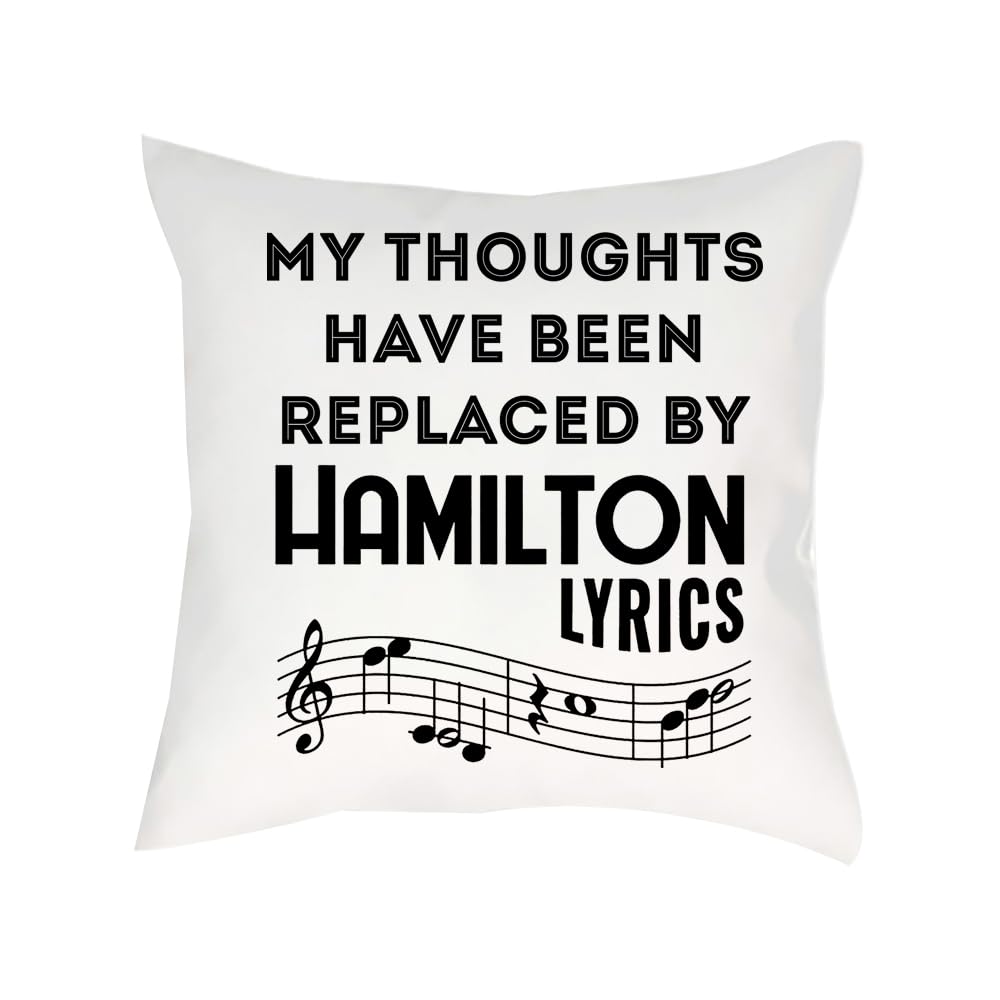 Hamilton Musical Gift, My Thoughts Have Been Replaced by Hamilton Lyrics, Throw Pillow/Cushion. (Satin Cushion Cover With Insert)