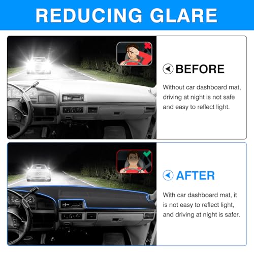 Image of Autorder Gray Dashboard Cover Mat for 1992-1996 Ford F150 / F-150 F250 F350 Accessories Dash Cover Upgrade Polyester Dash Mat Sunshade Glare UV Rays Protector
