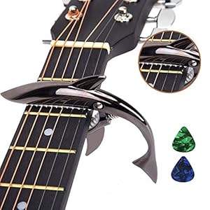 Imelod Gitaar Capo voor akoestische en elektrische gitaar Shark Capo zinklegering voor 6-snarige gitaar met goed handgevoel, geen fret buzz en duurzaam (zwart)