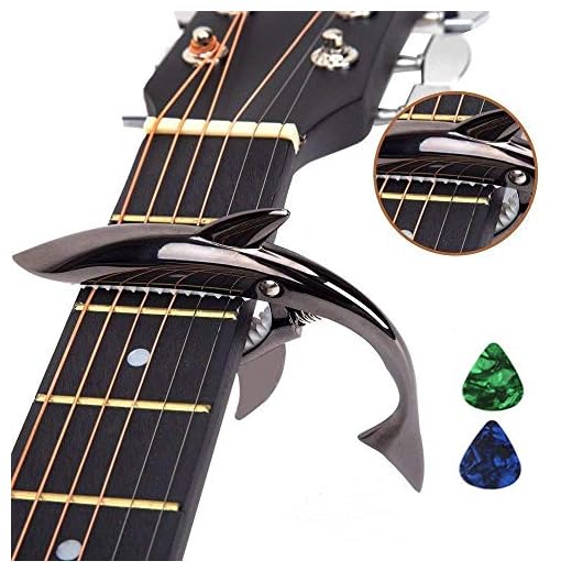 Imelod Zinc Alloy Guitar Capo Shark Capo for Acoustic and Electric Guitar with Good Hand Feeling, No Fret Buzz and Durable(Black)