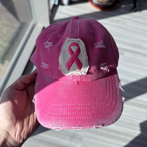 Gorra ajustable de algodón rosa con parche lazo cáncer miniatura 6