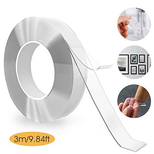 Preisvergleich Produktbild Waschbares Spurloses Klebeband, Mopalwin Nano Entfernbares Klebeband, Durchsichtiges, Wasserdicht,Doppelseitiges Wiederverwendbares, für Wände, Küche, Teppichbefestigung, Einfügen von Fotos (3M)