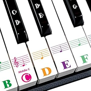 Piano Stickers, Piano Key Stickers for 88/61/54/49/37 Key Full Set for White and Black Keys, Color Bigger Letter-Thinner…