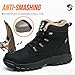 COOU Winter Safety Boots Men Lined Warm Steel Toe Work Boots Cold Weather Steel Toe Shoes Mid Top Lightweight Safety Shoes for Women Black
