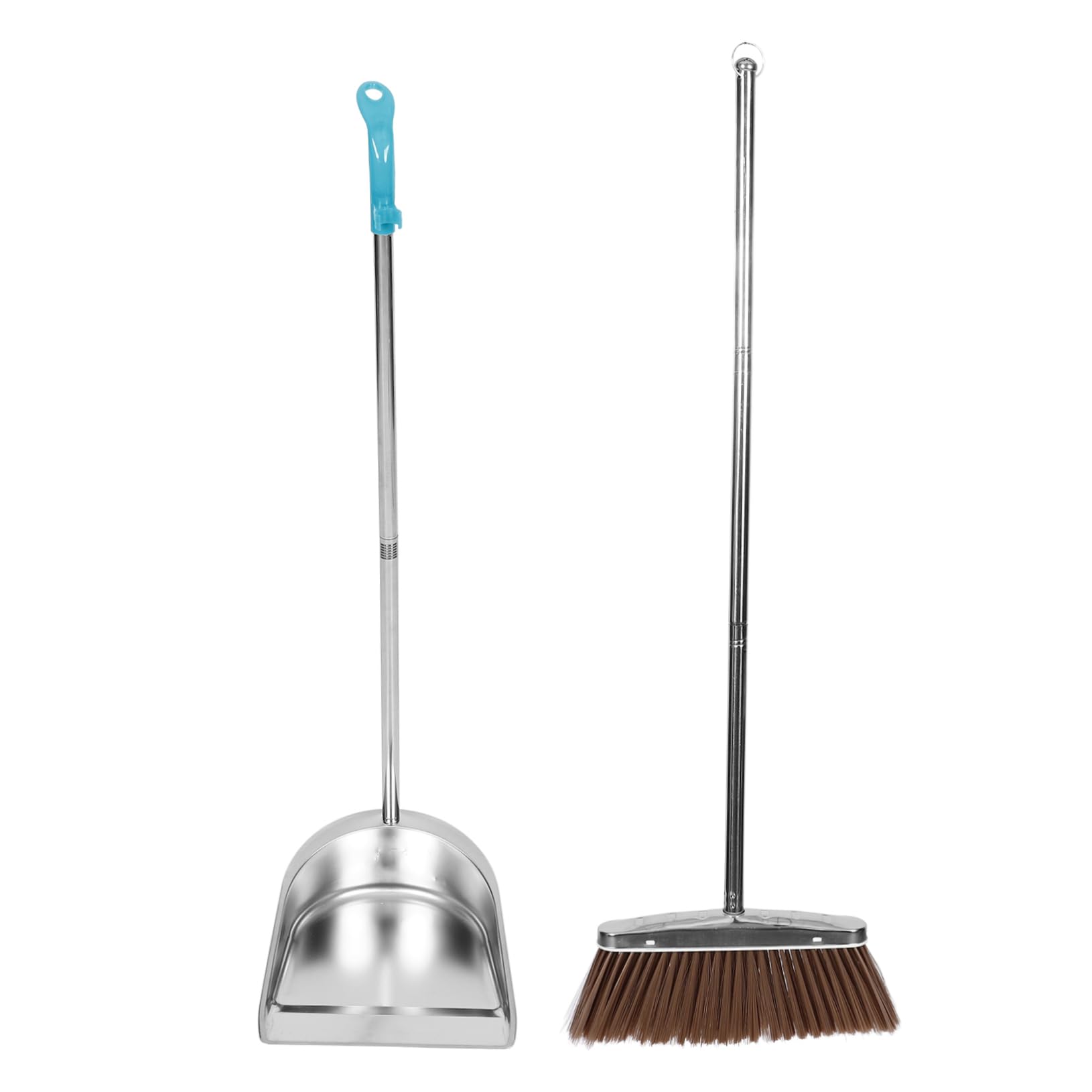 Cabilock Ergonomic Handle Broom Dustpan Set Stainless Steel for Home Cleaning Long Handle Dustpan Broom