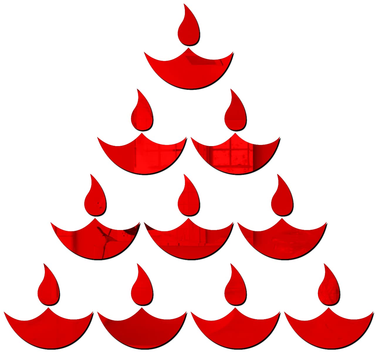 Wall1ders Diya (Pack of 10), Mirror Stickers for Wall, Acrylic Mirror Wall Decor Sticker, Wall Mirror Stickers, Acrylic Stickers, Wall Stickers for Hall Room, Bed Room, Kitchen. (Red) (B09VDPTMT6) Amazon Price History, Amazon Price Tracker