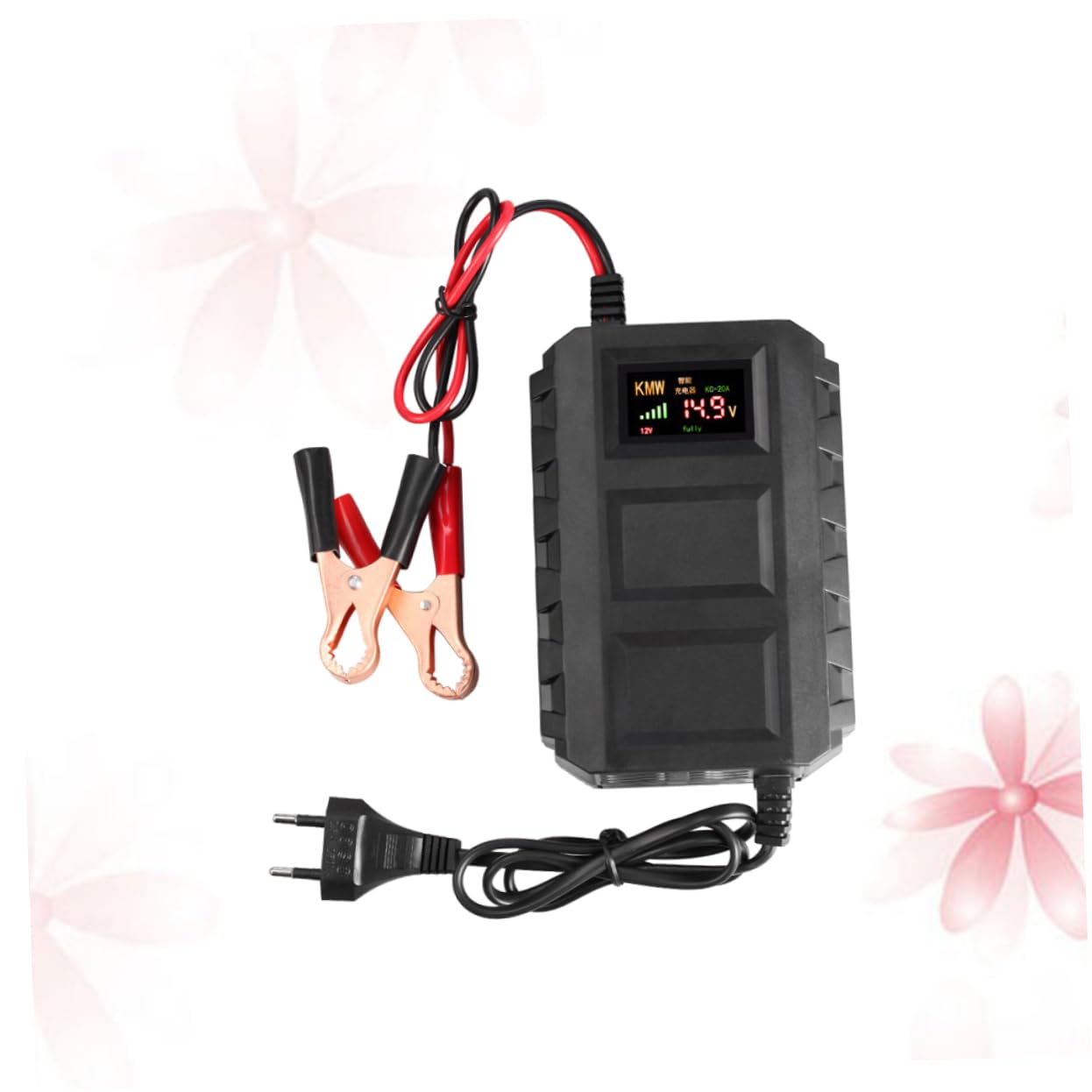 Chargeur de Batterie 12 V 20 A pour Moto, Batterie, Compact Noir