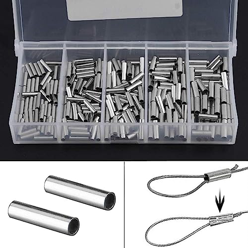 OriGlam 250pcs Single Barrel Crimp Sleeves Kit, Copper Barrel Crimp