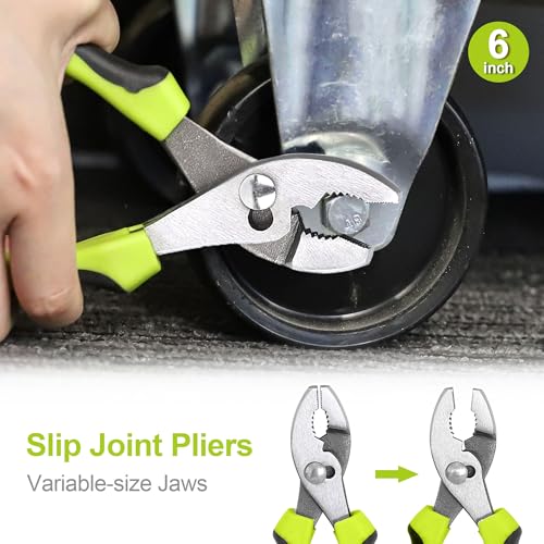 Image of FASTPRO 5-Piece Pliers and Wrench Set with Storage Bag,Green