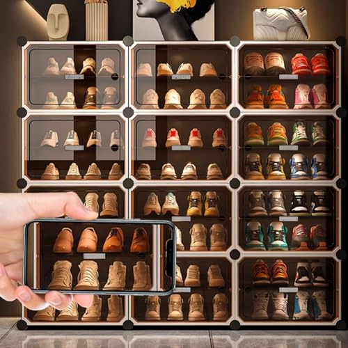 Image of Zemic Plastic Shoe Rack for Home | ππ ππ‘ππ₯π DIY Shoe Rack with Door πππ π§πππ¬ for Home Storage Plastic Box Organizer | Metal Door Frame, Chappal Slipper Sandals StandγGreyγ