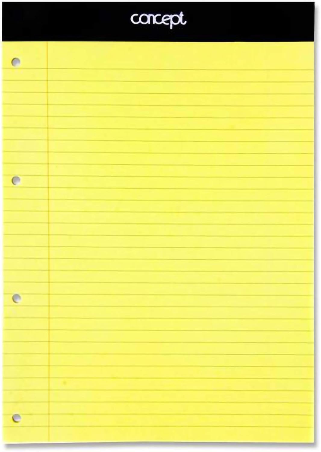 VISHCHIT 5 x A4 Yellow Legal Pad – 50 Sheets – Feint Ruled & Margined – Top Bound Perforated Writing Tablet – 4-Hole Punched for Binders
