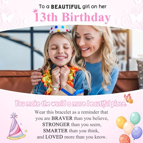 UNGENT THEM 4-16 Year Old Girls Birthday Gifts, Natural Stone Butterfly Bracelet for Daughter Granddaughter Niece3