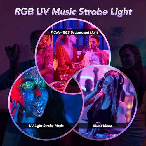 Image of Neoglint 3-in-1 DJ Party Stage Light with Pattern & RGB Disco Ball | 72 Dynamic Patterns, UV Purple Strobe Effect, 360 Degree Rotating RGB Beam, Sound Activated Modes, Durable Metal Housing