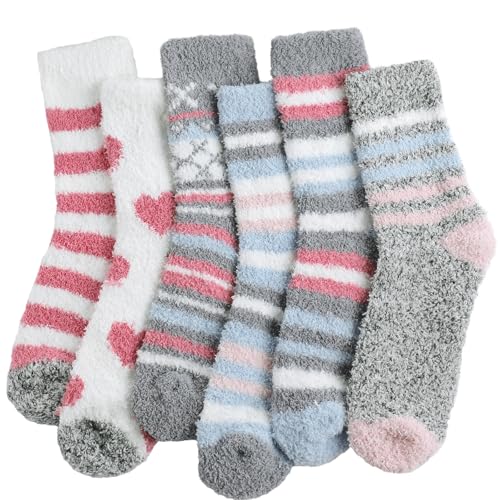 Tavaleu 6 Pairs Fuzzy Socks Women