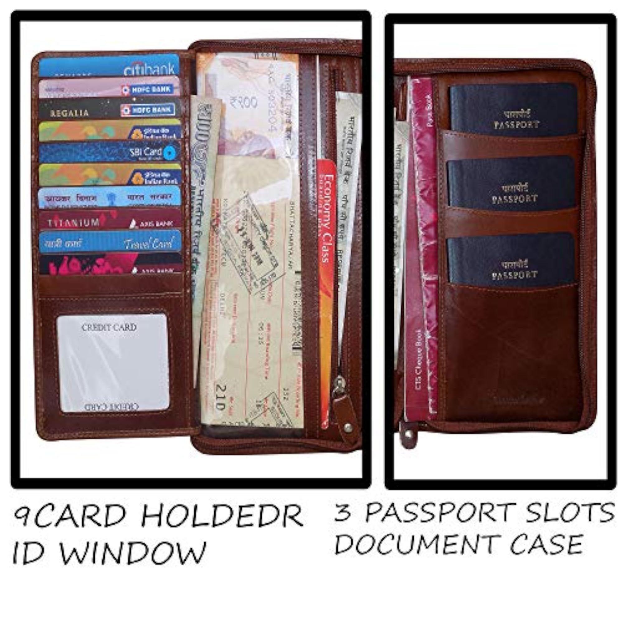 Stylish Brown Leather Passport Holder