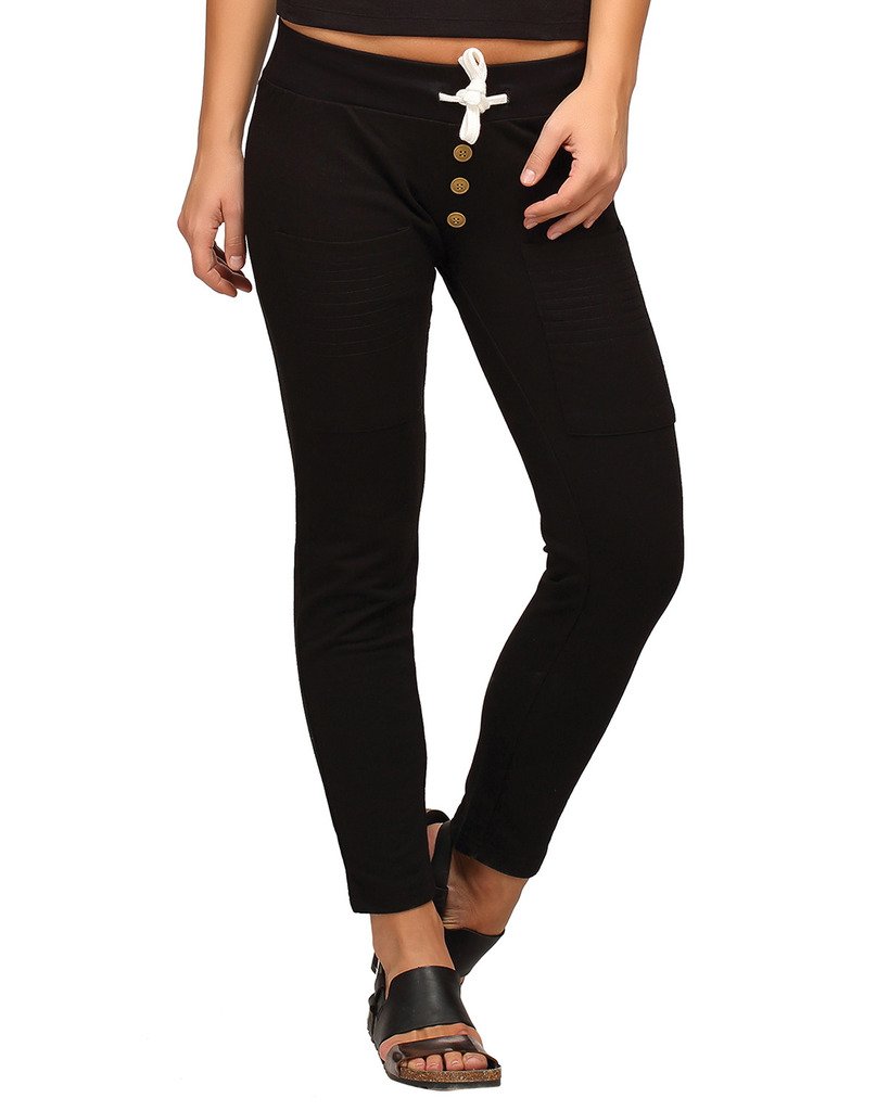 Campus Sutra Campus Sutra Women's Track Pants (SS16BOT_TPBT_W_PLN_BL_Black_M) in black