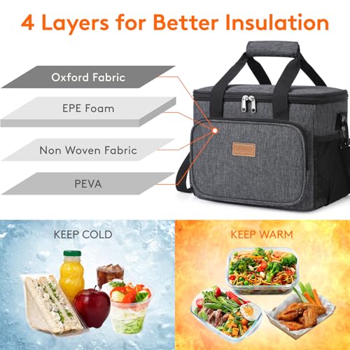 Image of Lifewit Large Lunch Bag, Insulated Lunch Box, Soft Cooler Cooling Tote for Adult Men Women, Dark Gray 24-Can (15L)