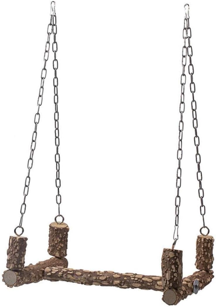 VANZACK 1pc Parrot Bird Stand Rack Natural Wood Playstand for Parrots Climbing Toy Hooks Fun Activity for Pet Birds Interactive Cage Accessory