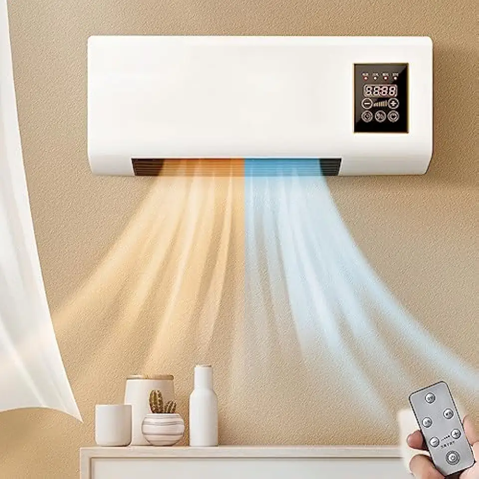 Mini ar condicionado portátil montado na parede – Unidade de resfriamento compacta para quarto, sala de estar, escritório – controle remoto, design econômico de energia, economia de espaço