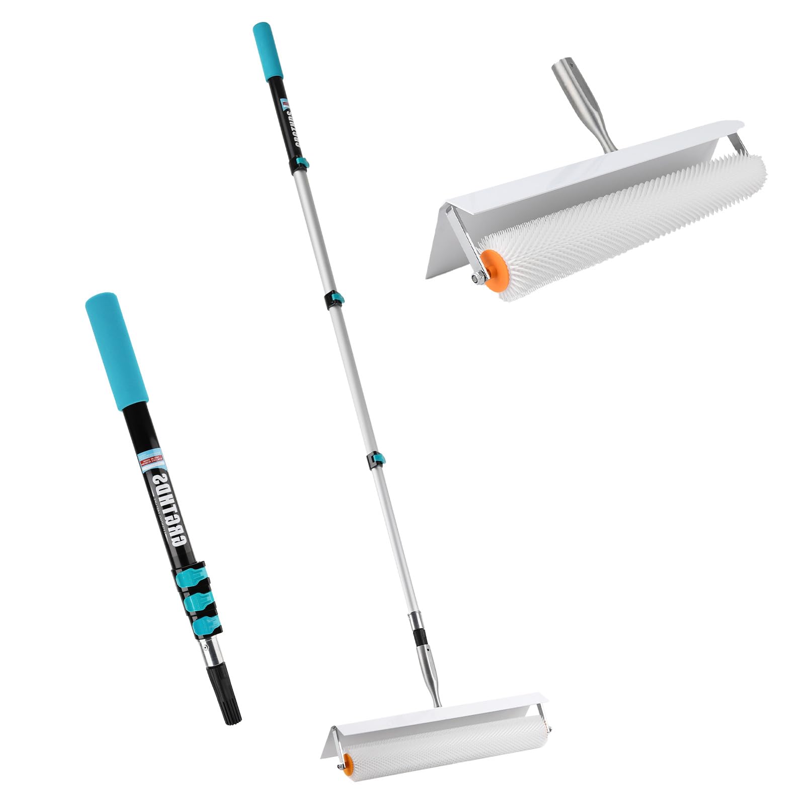 20 Inch Spiked Screeding Compound Roller,Latex Floor Self Leveling Screed Spiked Roller with Telescopic Rod for Remove Bubble Smooth Level Screed Surface