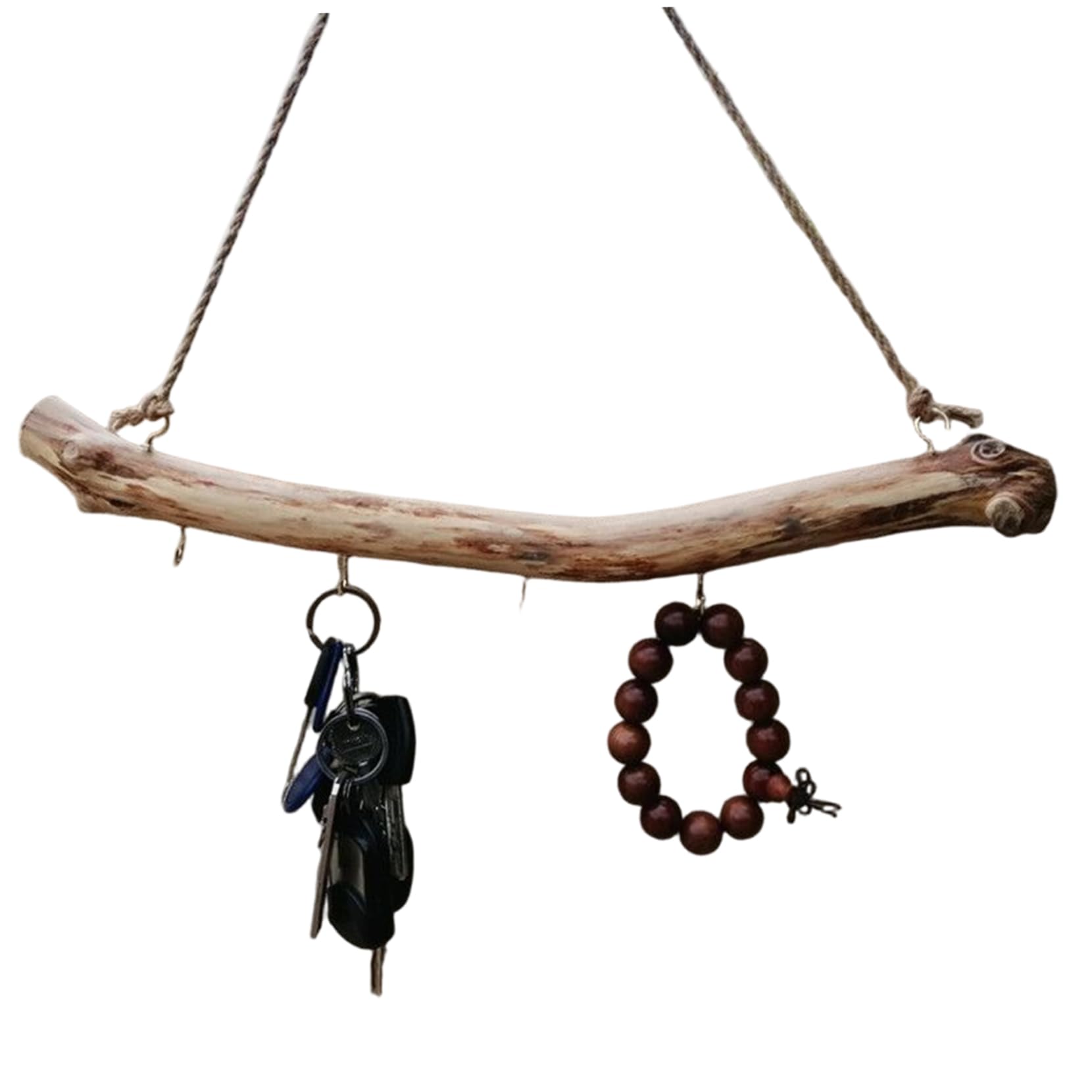 Tsawntd Bikini Rack, Driftwood Wall Art with 5 Hooks Natural Wood Key Rack & Necklace Hanger, 15in Rustic Wall Organizer for Entryway, Bathroom, Bedroom Driftwood for Crafts Art