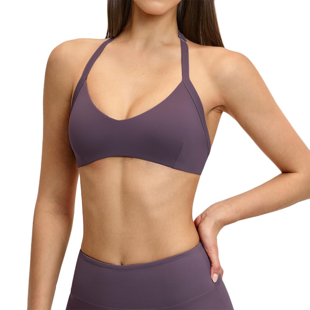 Top deportivo halter de alto soporte y tejido elástico de alta gama