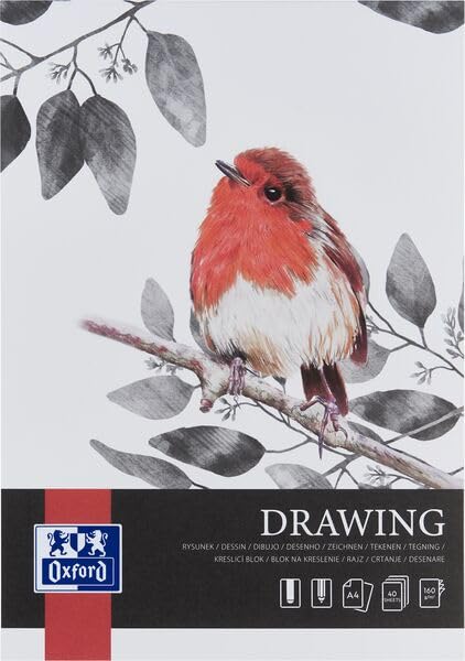 Oxford Art Bloc de dibujo, papel reciclable sin ácidos (bloc de dibujo A4, 40 hojas de 160 g/m², 5)