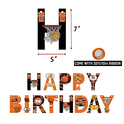 Basketball Theme Happy Birthday Bunting Sign, Basketball Birthday Party Supplies Slam Dunk Party Decorations For Kids Basketball Happy Birthday Banner Sport Banner For Teenagers Boys #TOP1