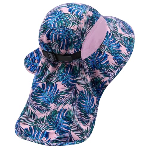 Image of BASSDASH UPF 50+ Unisex Water Resistant Wide Brim Sun Hat with Large Neck Flap Ponytail Fishing Hat for Men Women