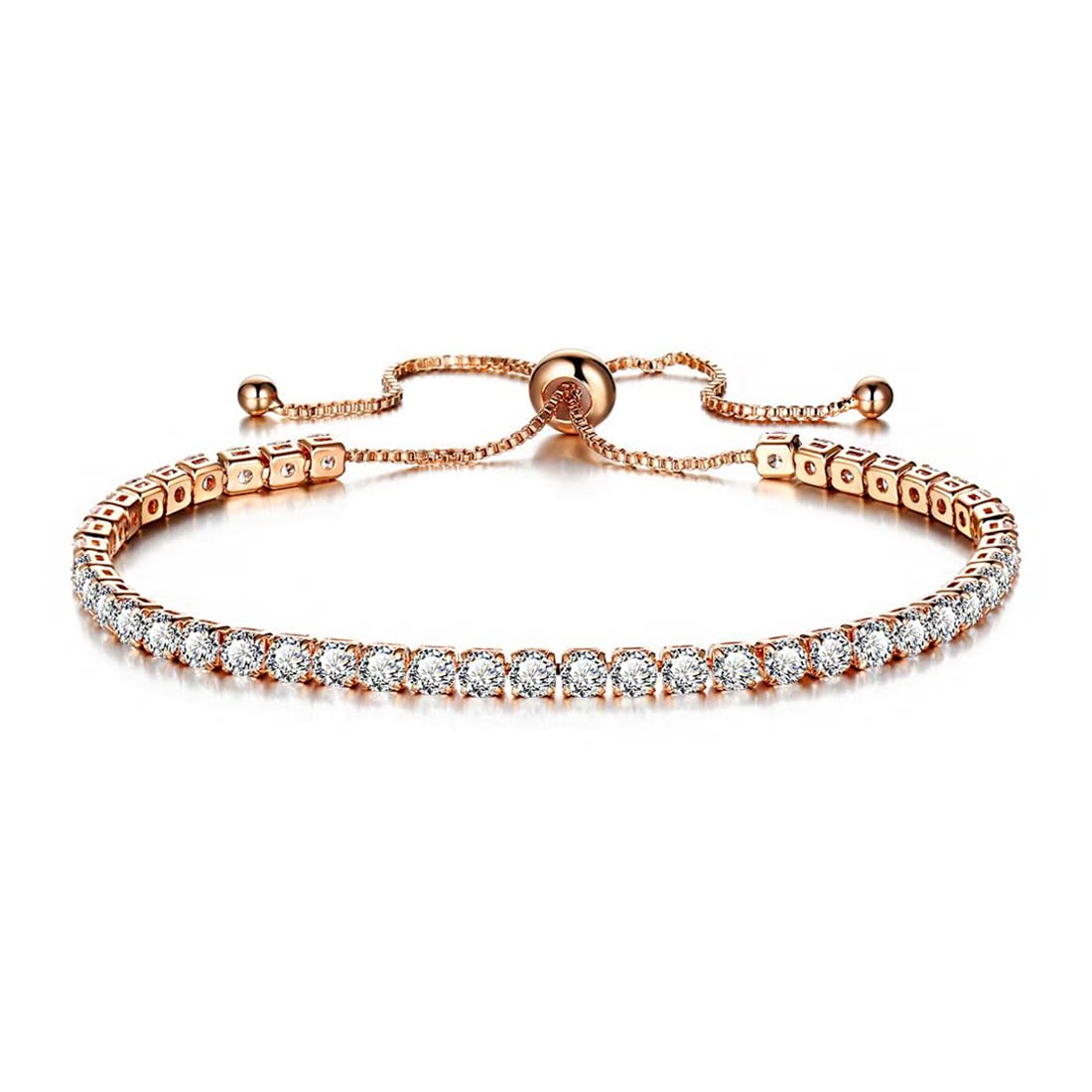 Yellow Chimes Valentine Gift for Girls Elegant Rose Gold plated White Crystal Studded Adjustable bracelet for Women and Girls (B09NY6TBHY) Amazon Price History, Amazon Price Tracker