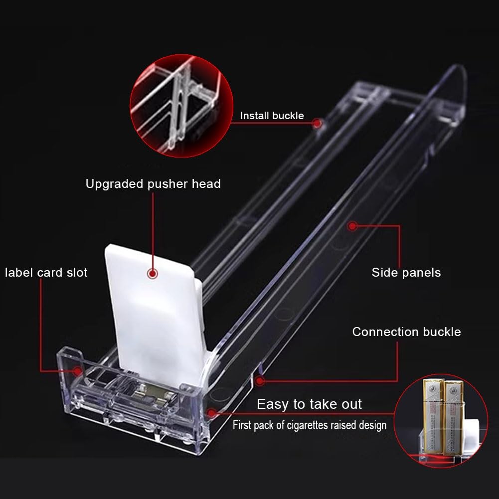 Acryl Riser Displayständer Verkaufsregale, Regalschieber für den Einzelhandel, automatischer Zigarettenschieber, Zigarettenständer, Packung mit 10/20/30 Regalschiebern mit federbelastetem Organizer
