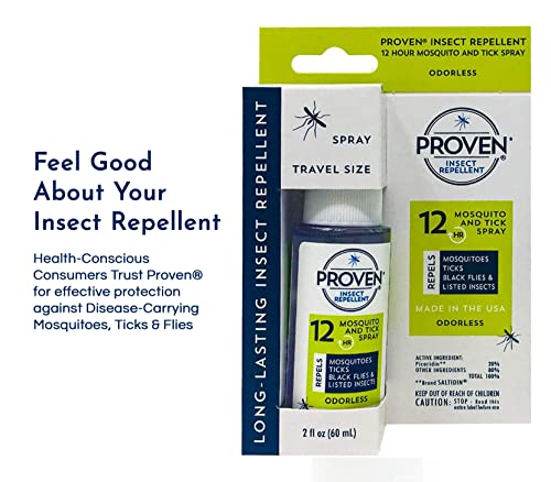 Proven Insect Repellent Spray – Keep Mosquitoes, Ticks and Flies Off, DEET Alternative Repellent, Up to 14-Hour Protection, Great for Camping or Hiking – 2 Ounce, Odorless Spray