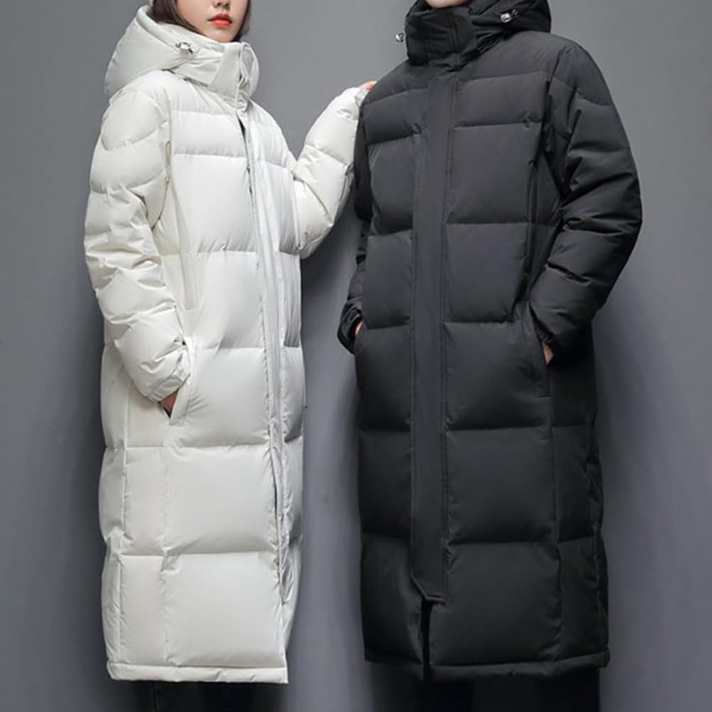 Veste en Duvet Longue Homme Manteau à Capuche Coupe-Vent Chaud Respirant Hiver Doudoune Extérieure