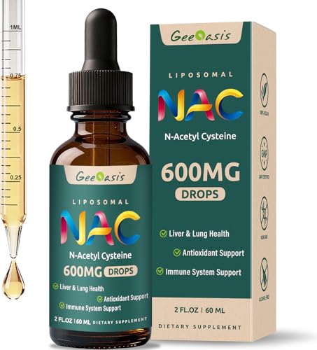 Image of Liposomal Liquid NAC Supplement N-Acetyl Cysteine Drops, N Acetyl Cysteine 600 mg with Quercetin & Zinc for Adults & Kids, Liver & Lung Support, Antioxidant, Immune & Skin Health, 2 Fl Oz