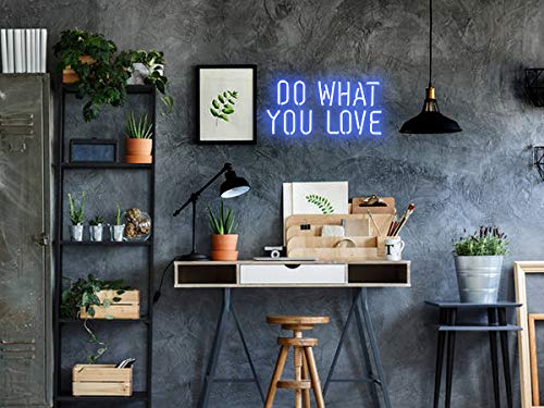 Neon Signs Do What You Love Blue Neon Light Sign Real Neon Sign Wall Sign Neon Lamp Art Decorative Light Signs Neon Words Custom for Home Bedroom Room Decor Office Halloween Party Wedding Holidays