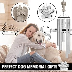 Angel Pet Memorial Wind Chime for Dogs – 34″ Dog Memorial Wind Chime for Loss of Dog, Condolences for Loss of Pet Sympathy Gift, in Memory of Dog Remembrance Gift, Pet Memorial Gifts