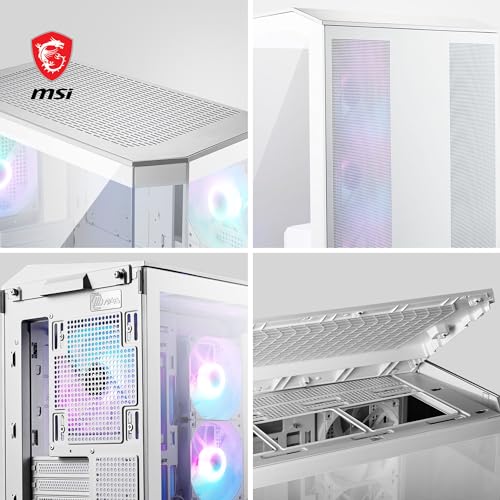 MAG PANO M100R PZ WHITE Case PC Micro-ATX - 3 ventole ARGB da 120mm a lama inversa e 1 ventola ARGB da 120mm con Hub, Supporto GPU, Filtri Antipolvere, USB Type-C (20Gbps) - PC Desktop - Immagine 5