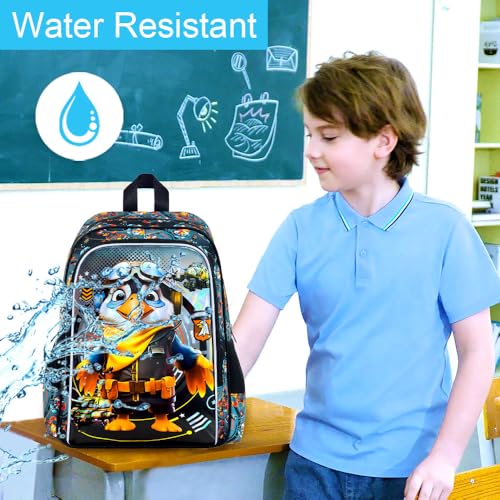 Image of 3Pcs Boys Backpack, 16 inch Kids Bookbag with Lunch Box, Eagle School Backpacks for Elementary Preschool Kindergarten (Black)