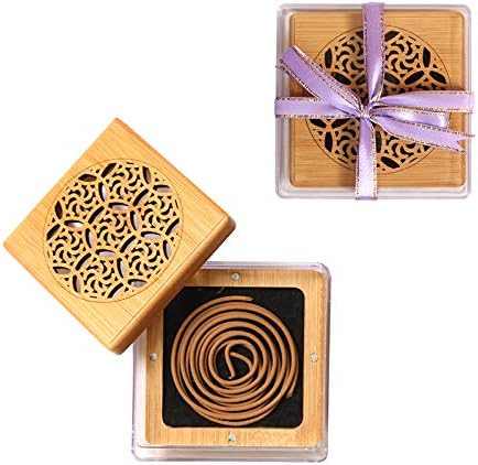 BoSidin Bakhoor - Large Square Wooden Incense Burner with Oud Bakhoor Incense Coil 1pc in Akli Gift Box - A23L