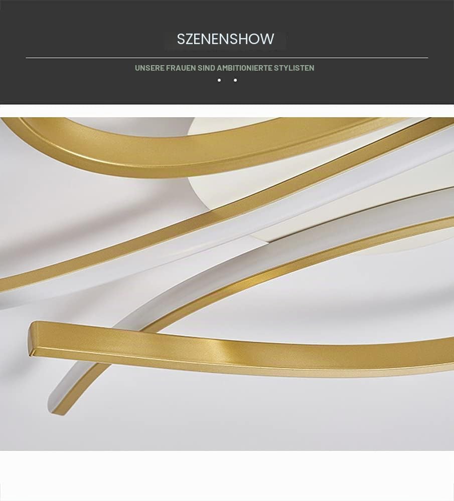 Wohnzimmer LED Deckenleuchten Dimmbar Wohnzimmer Deckenleuchte mit Fernbedienung Moderne Schlafzimmer Lampe Kreative Metall Acryl Design Deckenleuchte,Hängelampe für Büro,Innenbeleuchtung, (Weiß+Gold)