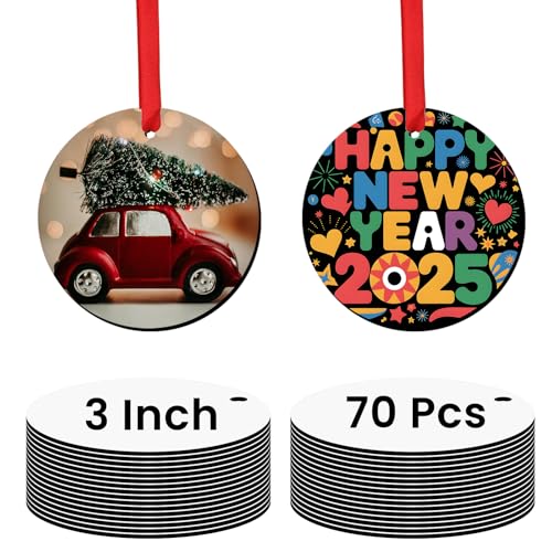 ToBeAce 70 Pcs Sublimation Ornament Blanks Bulk 3 Inch, Double