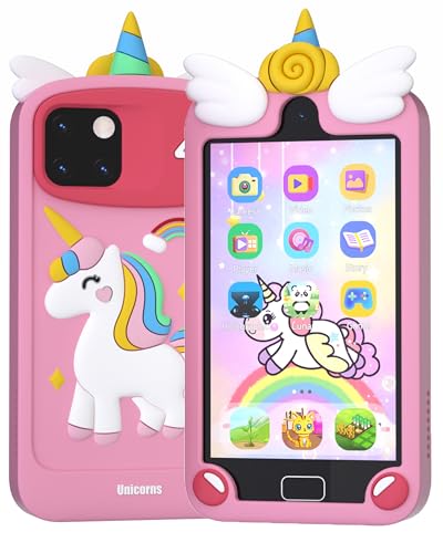 Kids Phone - Toddler Girl Toys for Age 3-12, Christmas Birthday Gifts for Girls, 4.0" Touchscreen Kids Smart Phone with Dual Cameras, Games, Music Player, 32GB Card, Toddler Learning Toys Cell Phone