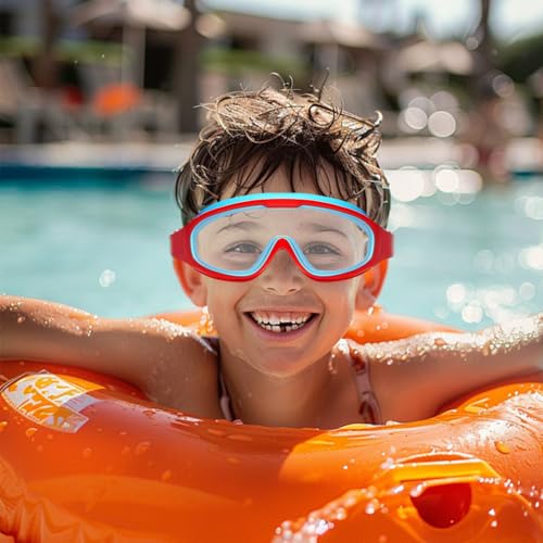 Image of PROBEROS Swimming Goggles for Kids 6-12 Years Old, UV Protection Anti-fog Coated HD, with Leak-Proof Integrated Earplugs, Adjustable Silicone Head Strap & Storage Box