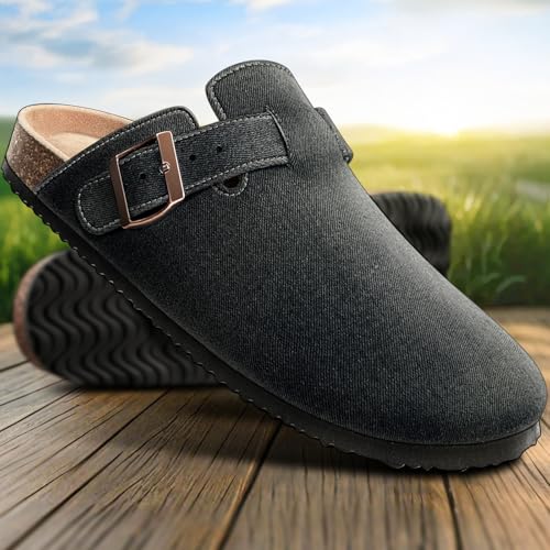 Image of KEMISANT Men Clogs-Comfortable Suede Mules Slippers Sandals Nurse Potato Shoes Unisex-Cushioned Cork-Footbed