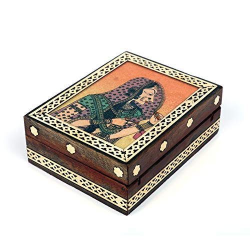 Image of Wood Rectangular Gemstone Jewellery Box (3.25 x 4.25 x 1.5 inch, Brown)