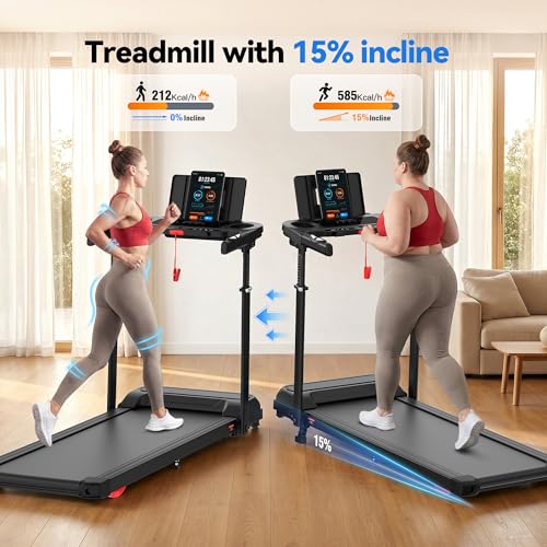 Image of ANCHEER 2025 Premium Treadmill - 3.5HP Treadmills 350+ LBS Weight Capacity- 3-Level Incline, Foldable Design, Adjustable Height with Desk & Pulse Sensor - Perfect for Home Office & Family Workouts