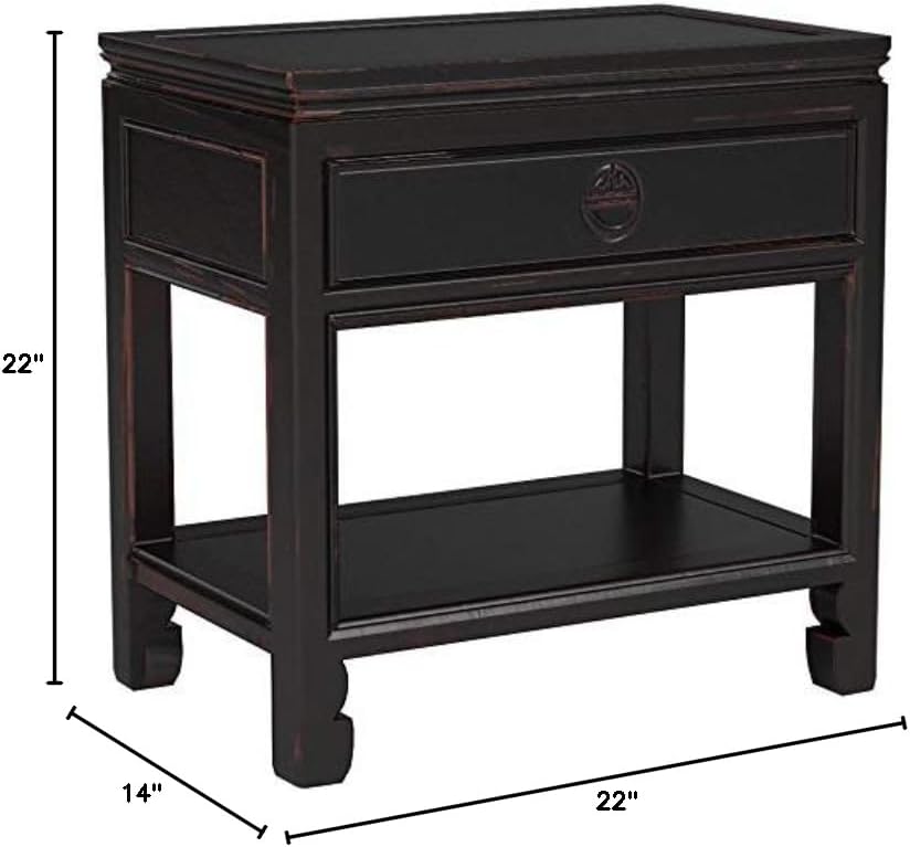 Red Lantern Elegant End Table - Antique Black