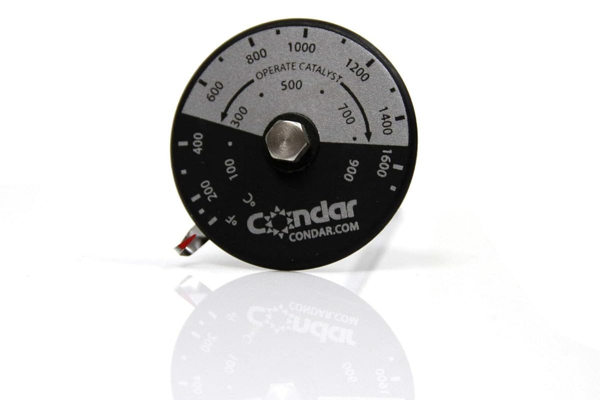 Condar Stove Pipe Thermometer – Magnetic Temperature Gauge for Wood Stove Flue Pipes, Monitors Heat Range & Creosote