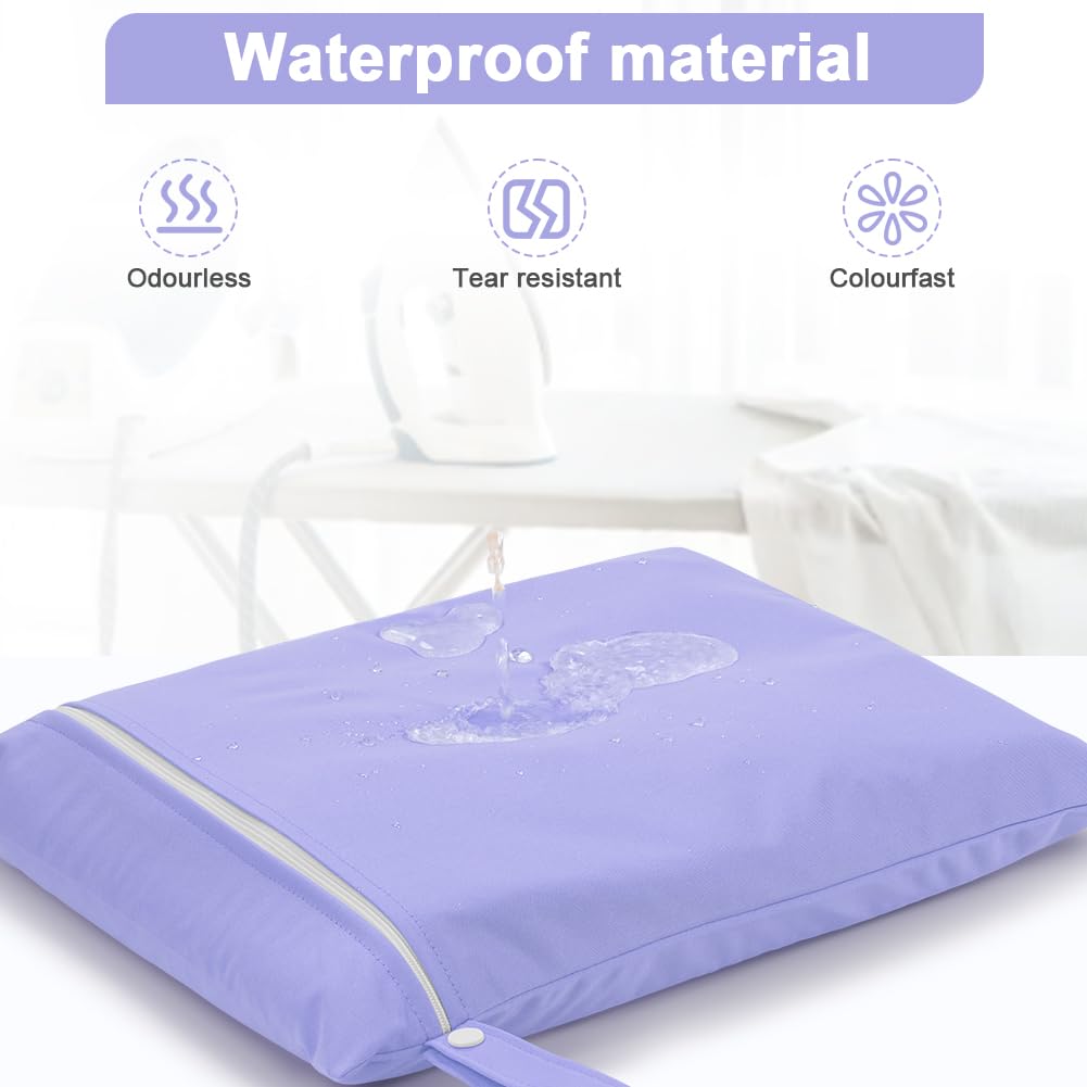 AOOSA 2PCS Wet Bags, Reusable Cloth Diaper Bags with Handle and Zipper, Lightweight Waterproof Travel Laundry Bag - Image 3