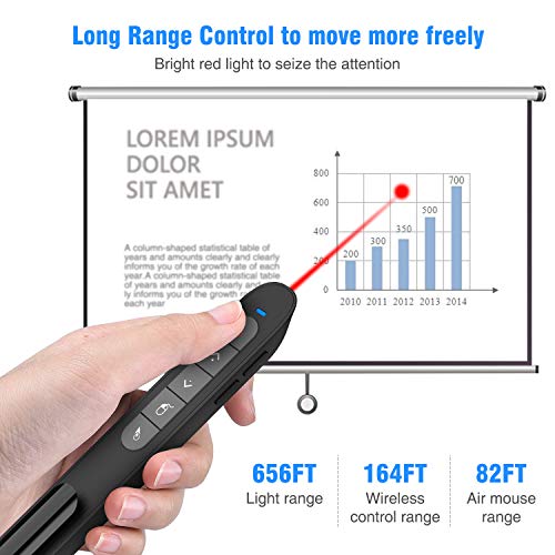 image for DinoFire Wireless Presenter Remote with Air Mouse, Rechargeable PPT Pr
